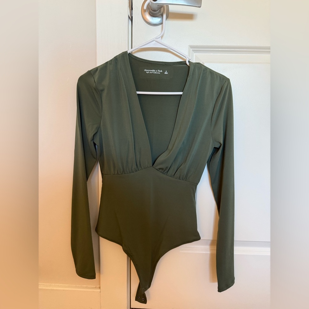 Abercrombie Long Sleeve Olive Green One-Piece Bodysuit